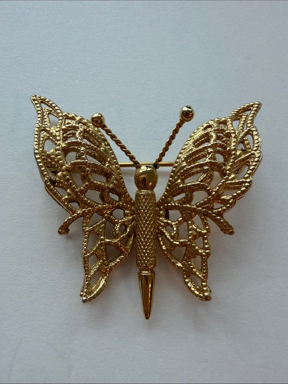 Monet Gold Filigree Butterfly Brooch